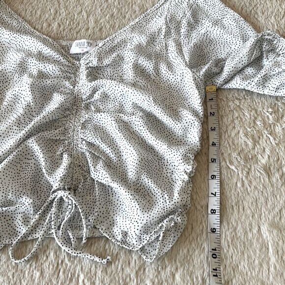 Sienna Sky ruched blouse white polka dots size medium - Picture 7 of 16